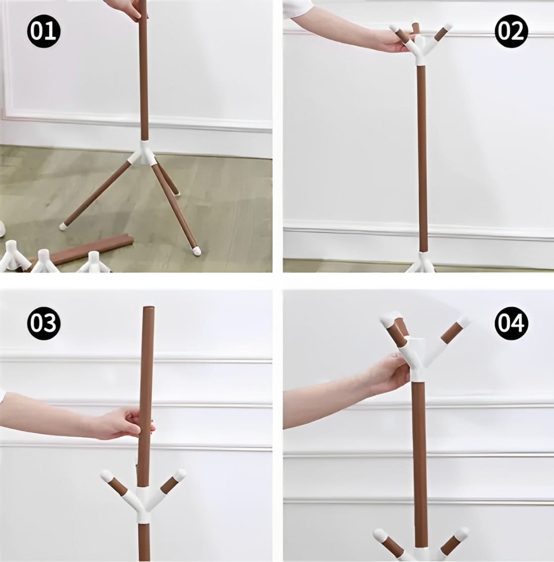 Вішалка стійка підлогова для одягу Coat Rack, металева на 9 гачків у три яруси розбірна на тринозі – фото 1