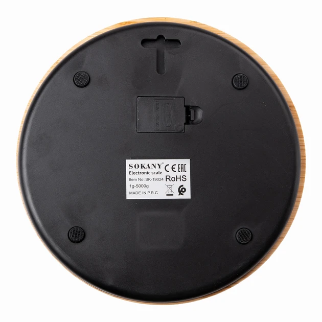 Ваги електронні кухонні до 5 кг Sokany SK-19024 харчові круглі настільні для кухні без чаші на батарейках – фото 3
