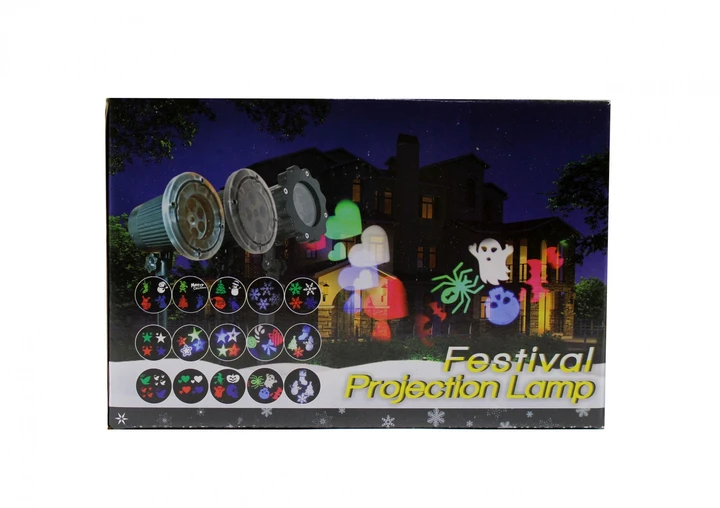 Лазерна установка Festival Projection Lamp вуличний проєктор з 12 змінними слайдами та пультом – фото 5