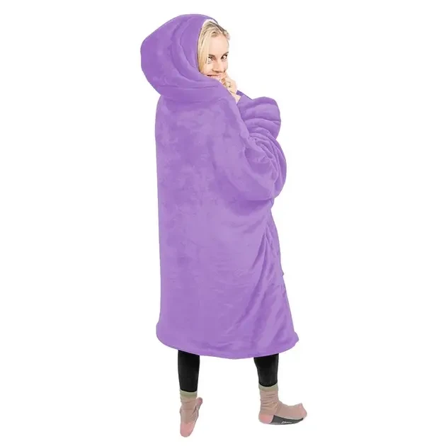 Толстовка — плед із капюшоном HUGGLE HOODIE — BLANKET Фіолетовий, Плед плюшевий, Тепле худі для дому – фото 1