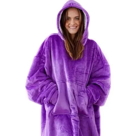Толстовка — плед із капюшоном HUGGLE HOODIE — BLANKET Фіолетовий, Плед плюшевий, Тепле худі для дому – фото 3