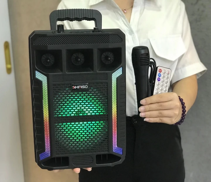 Портативна колонка Kimiso QS-627 на 10 Вт, 1200 мА/год з мікрофоном і світломузкою (USB/BT/FM) – фото 3