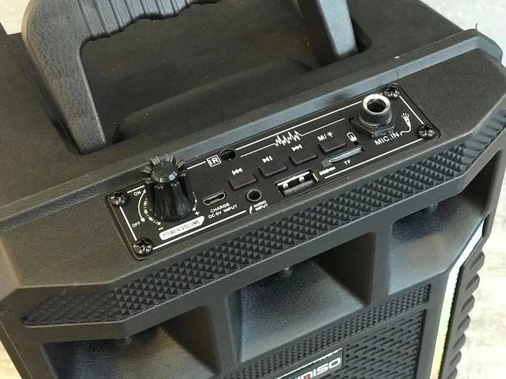 Портативна колонка Kimiso QS-627 на 10 Вт, 1200 мА/год з мікрофоном і світломузкою (USB/BT/FM) – фото 8