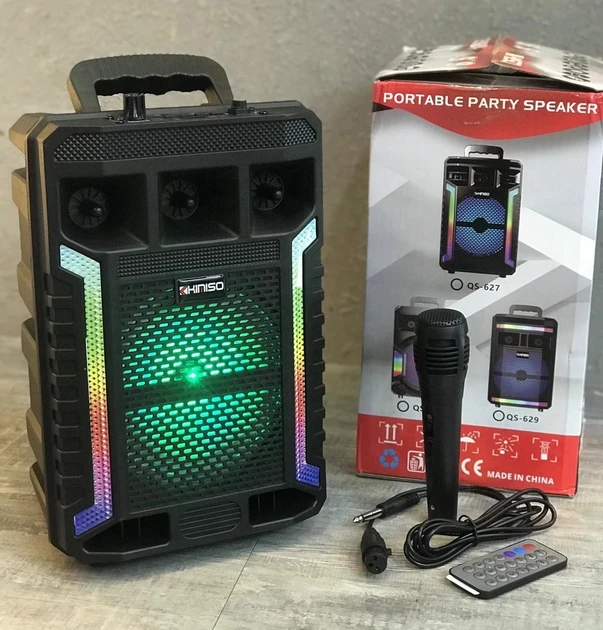 Портативна колонка Kimiso QS-627 на 10 Вт, 1200 мА/год з мікрофоном і світломузкою (USB/BT/FM) – фото 2
