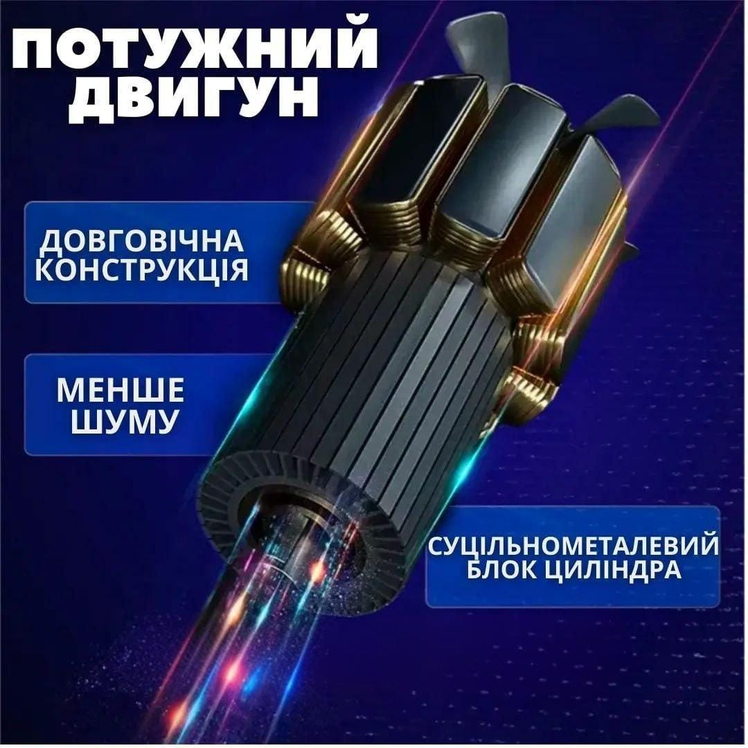 Автомобільний компресор 12 вольтів із ліхтарем і насадками для закачування шин, насос у машину від прикурювача – фото 4