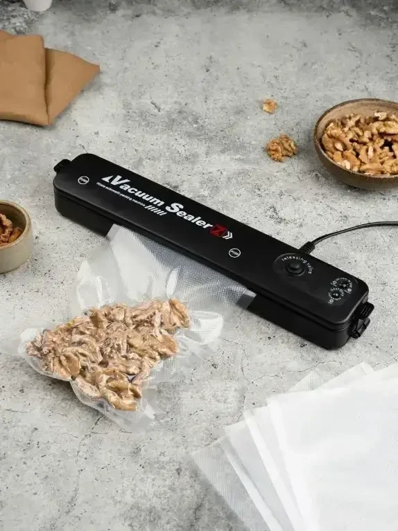 Вакуумний пакувальник для кухні чорний Вакууматор побутовий vacuum sealer Продуктовий вакуумний пакувальник для дому – фото 5