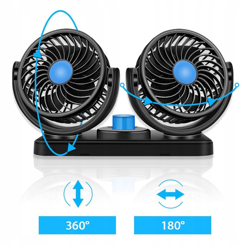Автомобільний вентилятор CAR SMALL FAN 12 V F30 Подвійний вентилятор на панель приладів 12 В – фото 1