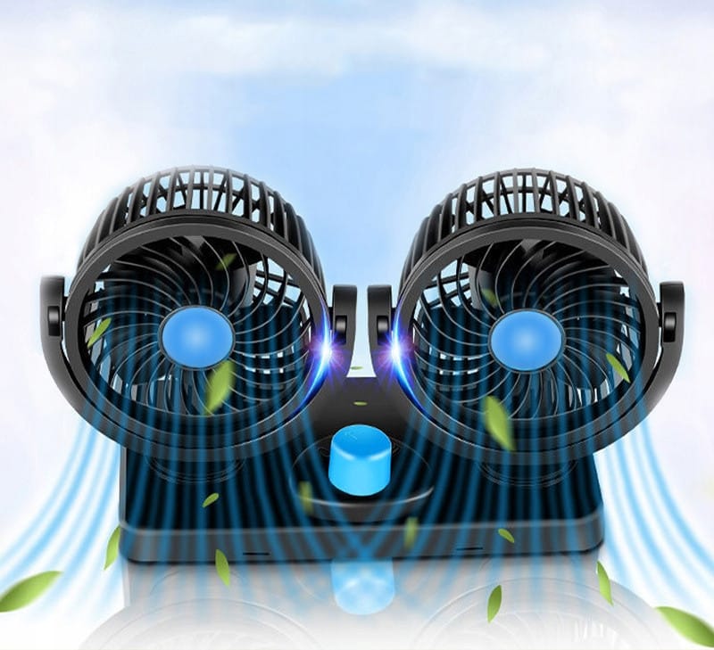 Автомобільний вентилятор CAR SMALL FAN 12 V F30 Подвійний вентилятор на панель приладів 12 В – фото 3