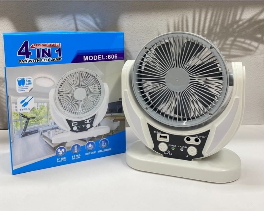 Портативний настільний вентилятор FAN-606 4в1 із сонячною панеллю компактний – фото 6