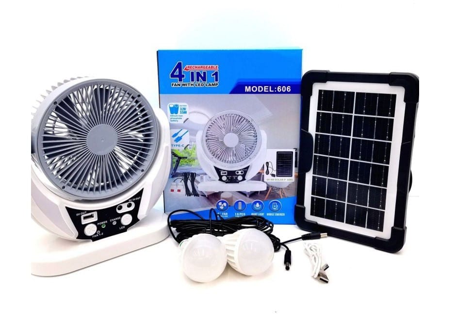 Портативний настільний вентилятор FAN-606 4в1 із сонячною панеллю компактний – фото 1