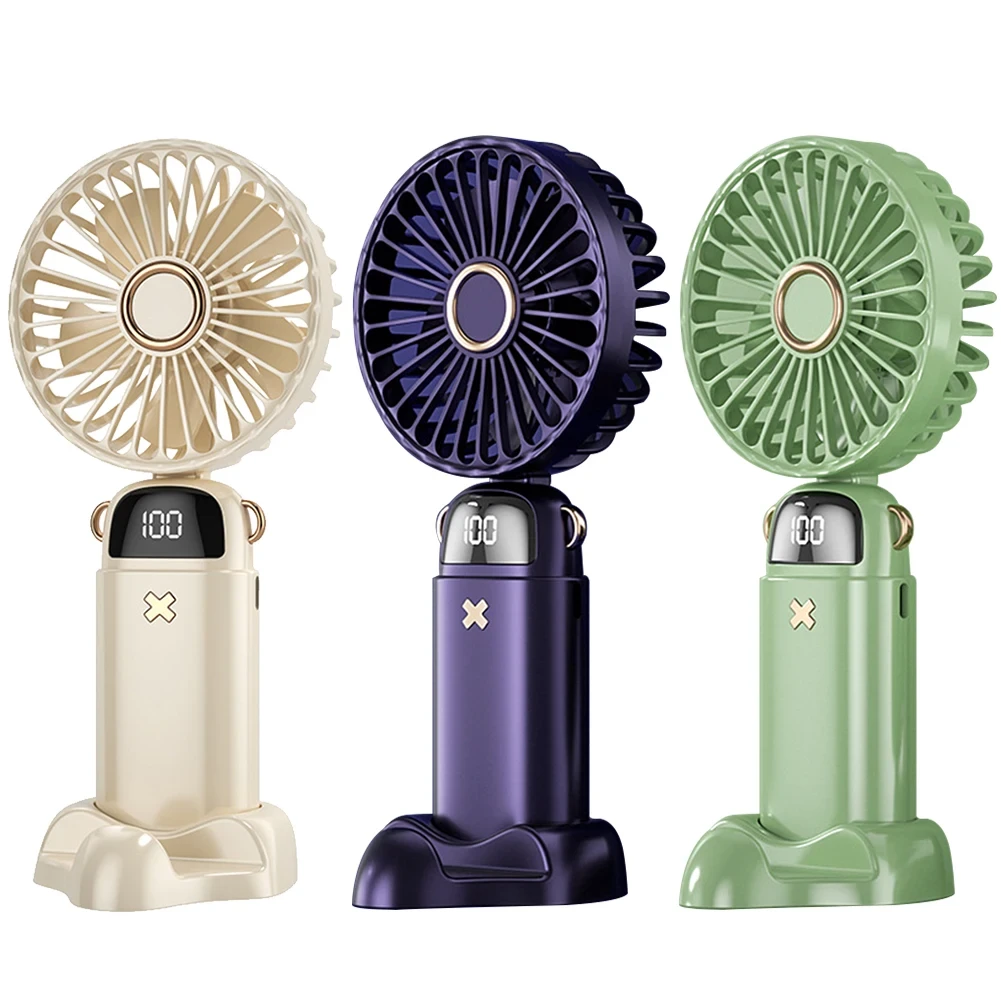 Портативний вентилятор Mini fan XL-880 діаметр 9 см із підставкою для телефона та дисплеєм – фото 1