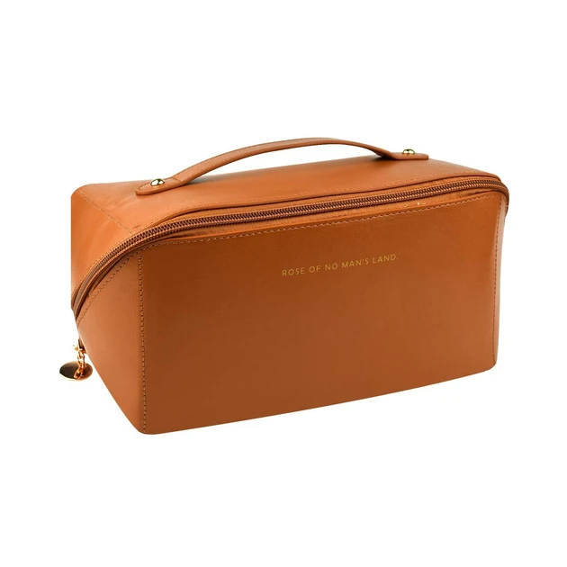 Містка косметичка з діагональною застібкою CosmyCase, коричнева – фото 1