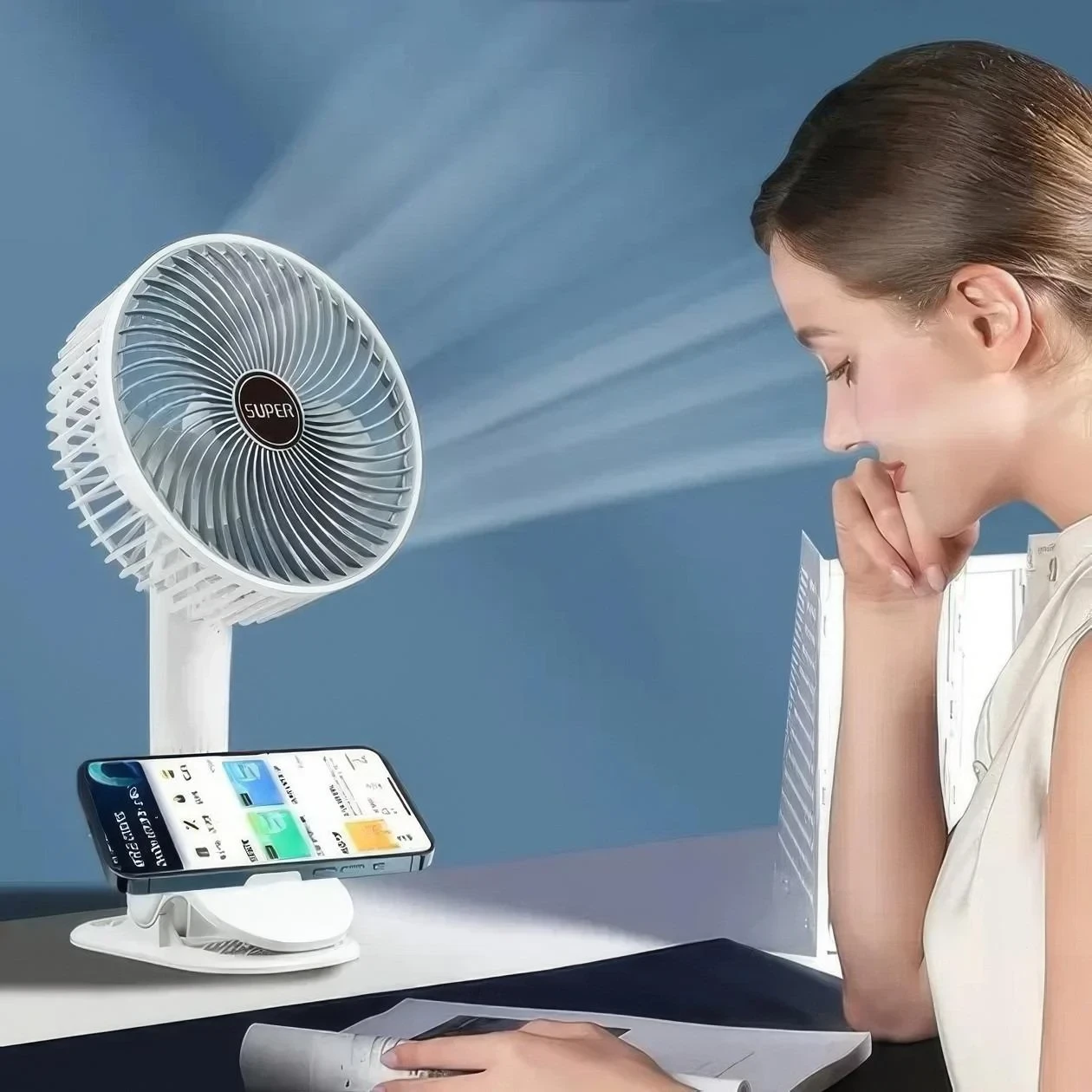 Вентилятор міні портативний Desktop Fan Multi-function акумуляторний із прищіпкою Білий RD-2227 – фото 3