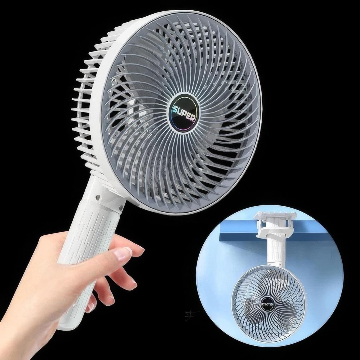 Вентилятор міні портативний Desktop Fan Multi-function акумуляторний із прищіпкою Білий RD-2227 – фото 4