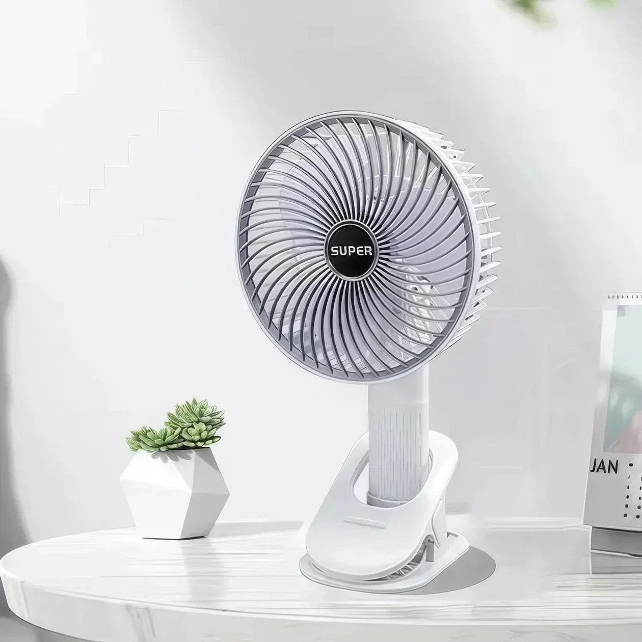 Вентилятор міні портативний Desktop Fan Multi-function акумуляторний із прищіпкою Білий RD-2227 – фото 2