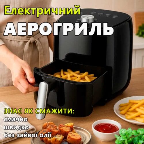 Електричний аерогриль 2 л, Crownberg CB-5540/Аерофритюрниця безоливна/Метеліпеч