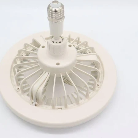 Лампа-вентилятор у патрон + пульт, CHP-006, Біла/LED люстра з вентилятором/Потовковий льод вентилятор