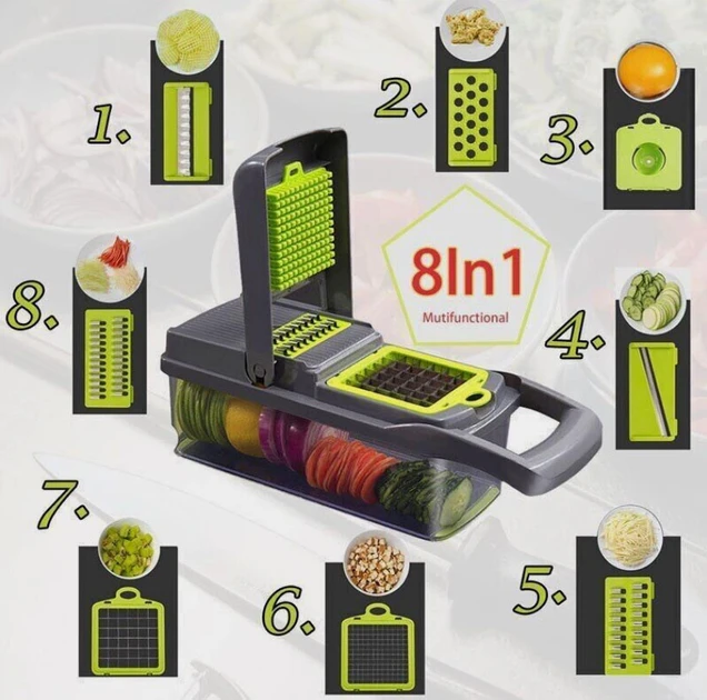 Ручний мультислайсер 14в1 Kitchen Ideas Veggie Slicer HA-347 багатофункціональне овочерізка з контейнером