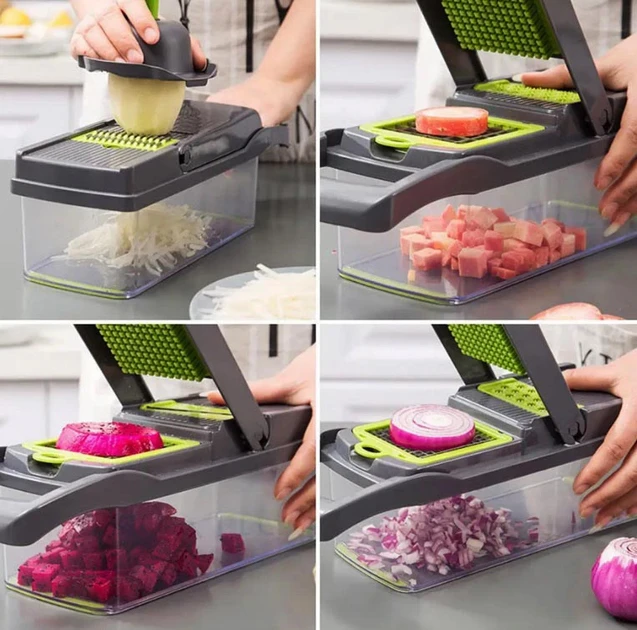 Ручний мультислайсер 14в1 Kitchen Ideas Veggie Slicer HA-347 багатофункціональне овочерізка з контейнером