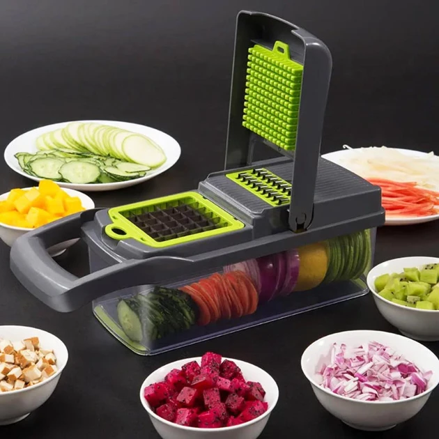 Ручний мультислайсер 14в1 Kitchen Ideas Veggie Slicer HA-347 багатофункціональне овочерізка з контейнером