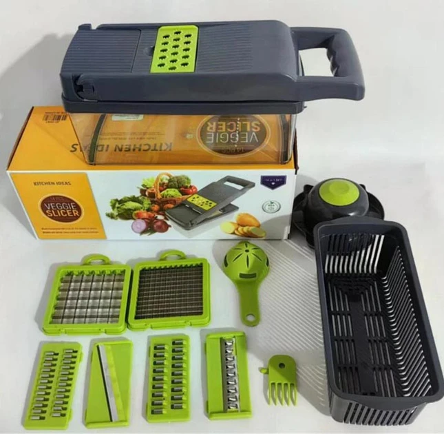 Ручний мультислайсер 14в1 Kitchen Ideas Veggie Slicer HA-347 багатофункціональне овочерізка з контейнером