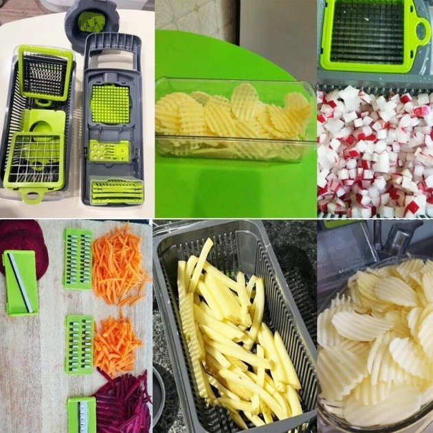 Ручний мультислайсер 14в1 Kitchen Ideas Veggie Slicer HA-347 багатофункціональне овочерізка з контейнером