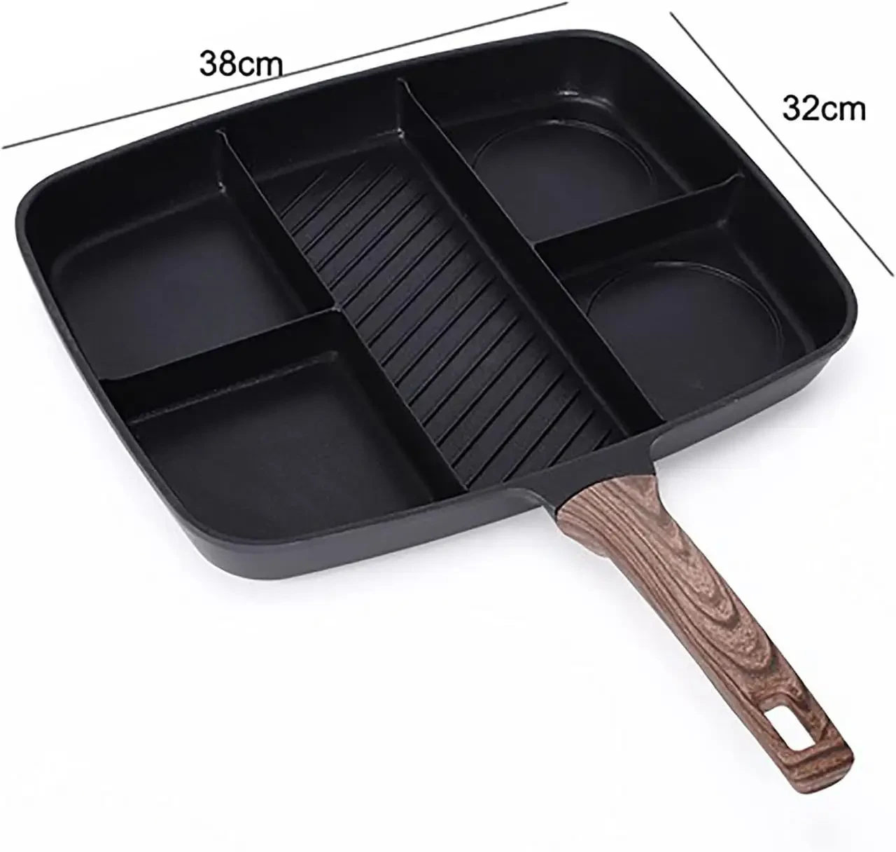 Універсальна сковорода з п’ятьма розділеними секціями й антипригарним покриттям