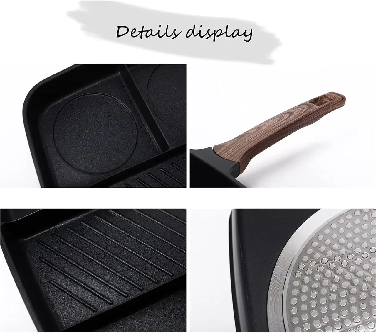 Універсальна сковорода з п’ятьма розділеними секціями й антипригарним покриттям