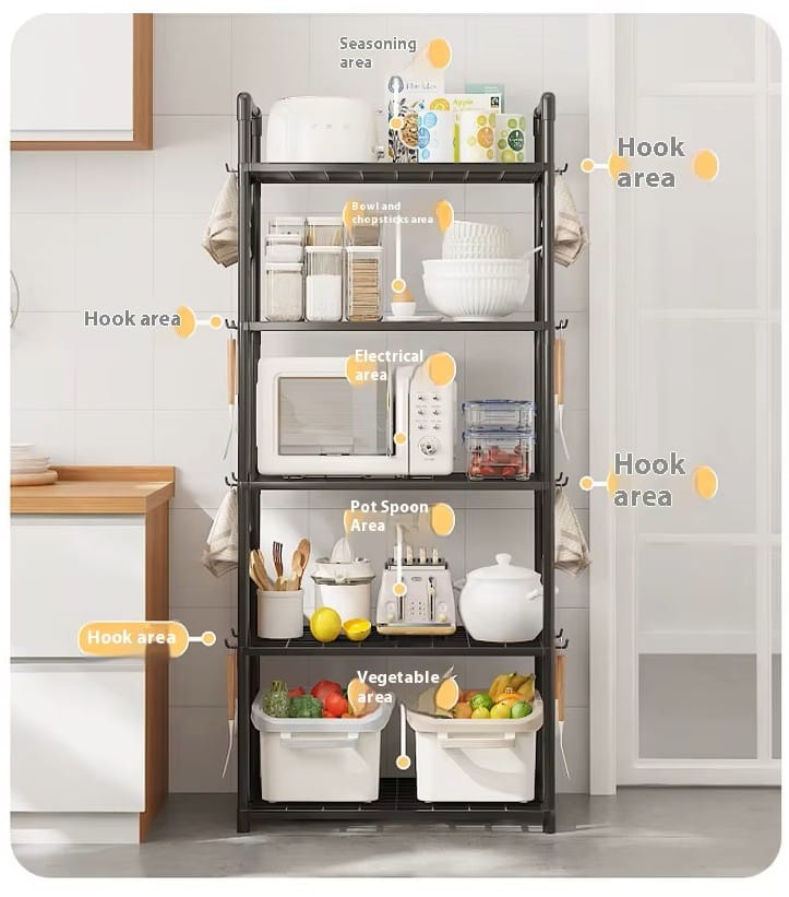 Полиця стелаж для кухні підлогова на 5 ярусів 50х170х30 см Storage rack XL-1330