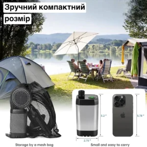компактный Портативний душ з насосом електричний 9000mAh польовий Lixada Похідний переносний душ для туризму та дому