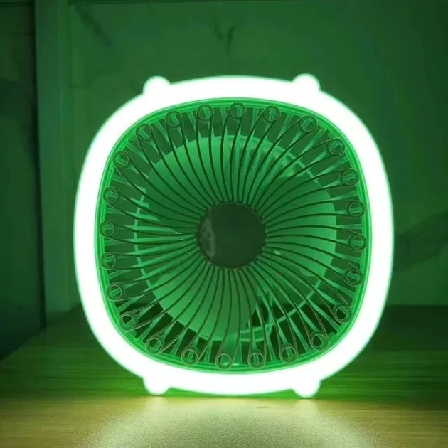 Портативний вентилятор акумуляторний із кільцевою лампою Breeze Silent Fan бездротовий, 3 режими, регулювання