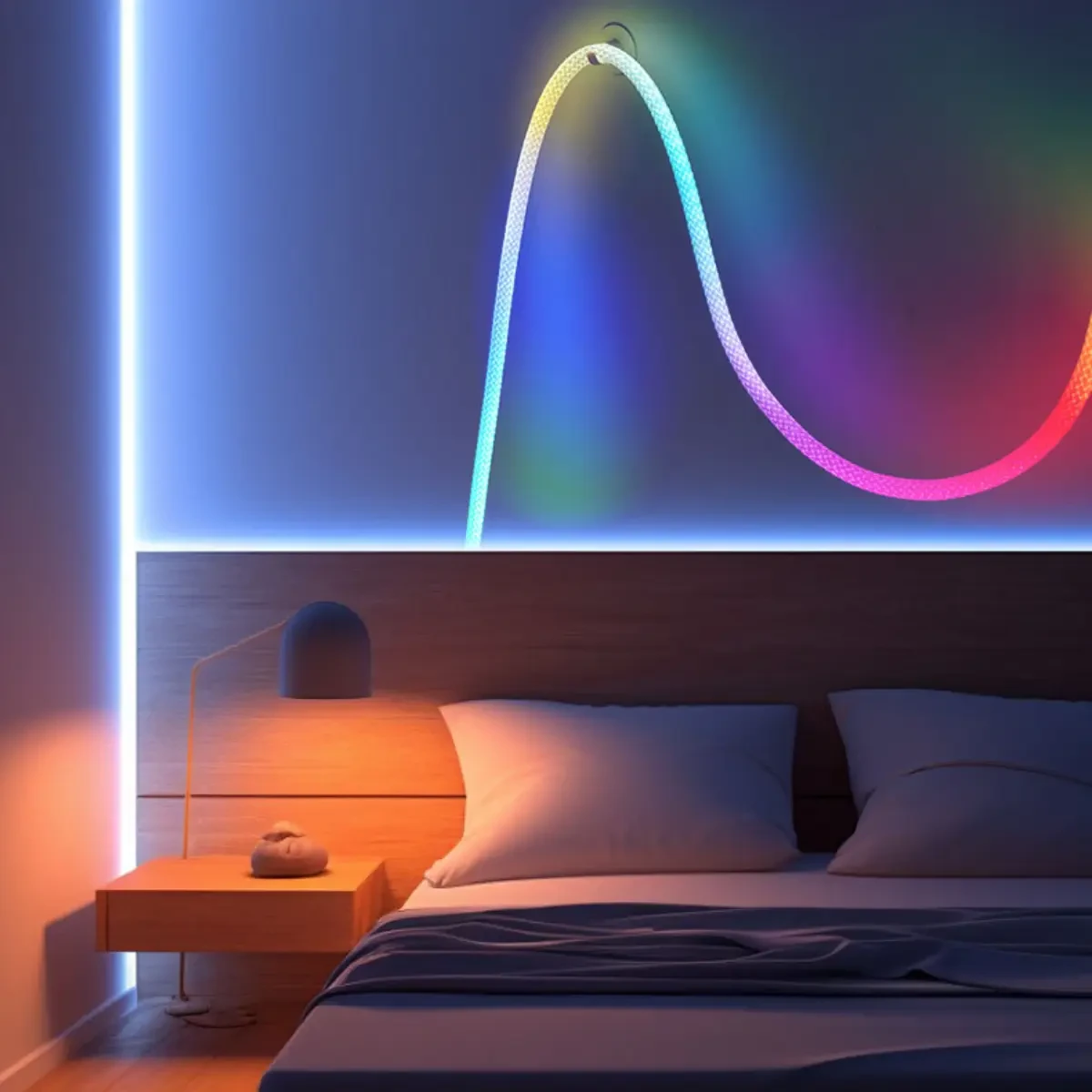 Неонова LED RGB стрічка 5 м із лускатим покриттям і керуванням через застосунок, пульт