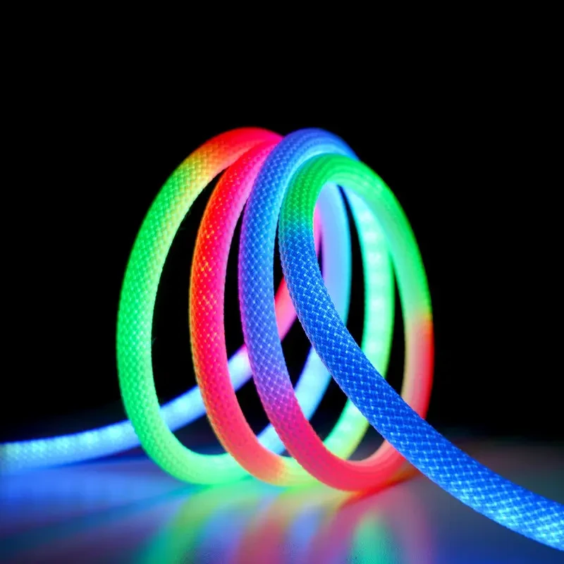 Неонова LED RGB стрічка 5 м із лускатим покриттям і керуванням через застосунок, пульт