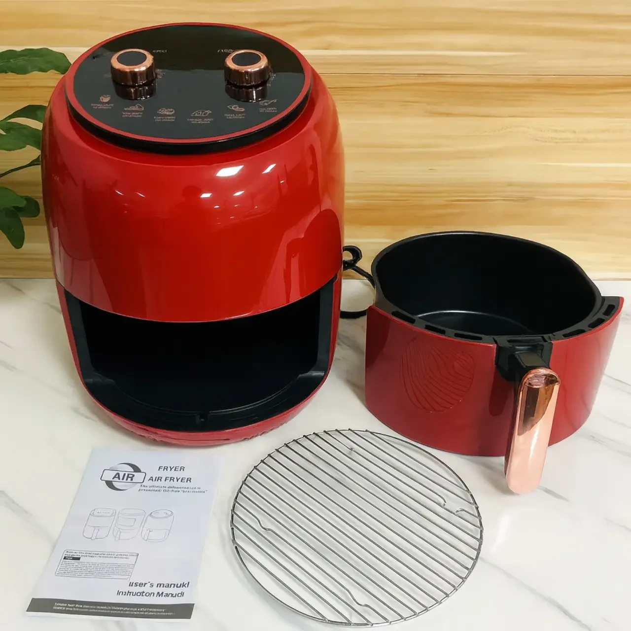 Аерогриль для кухні Rainberg RB-2318 3800 Вт безоливна фритюрниця 8.5 л Червоний