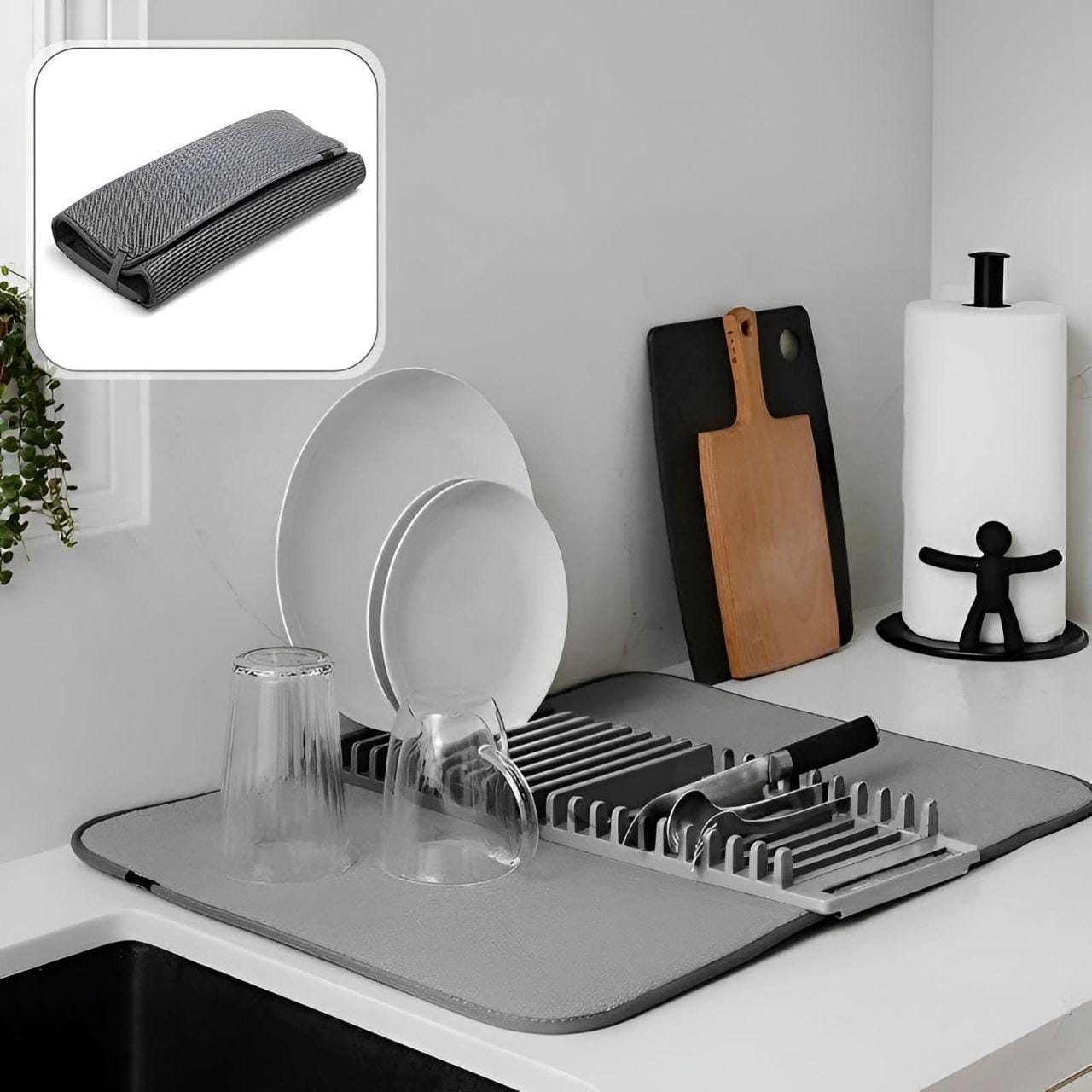 Килимок для сушіння посуду. Сушарки для посуду. Килимок із підставкою для посуду. Килимок на мийку для посуду