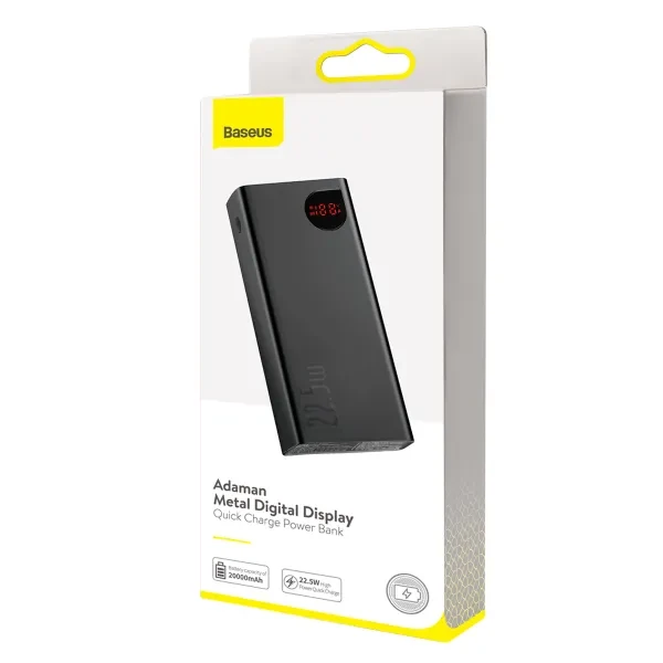 Power Bank Baseus Adaman Metal 20000 mAh 22.5W / Швидке заряджання / Портативний акумулятор