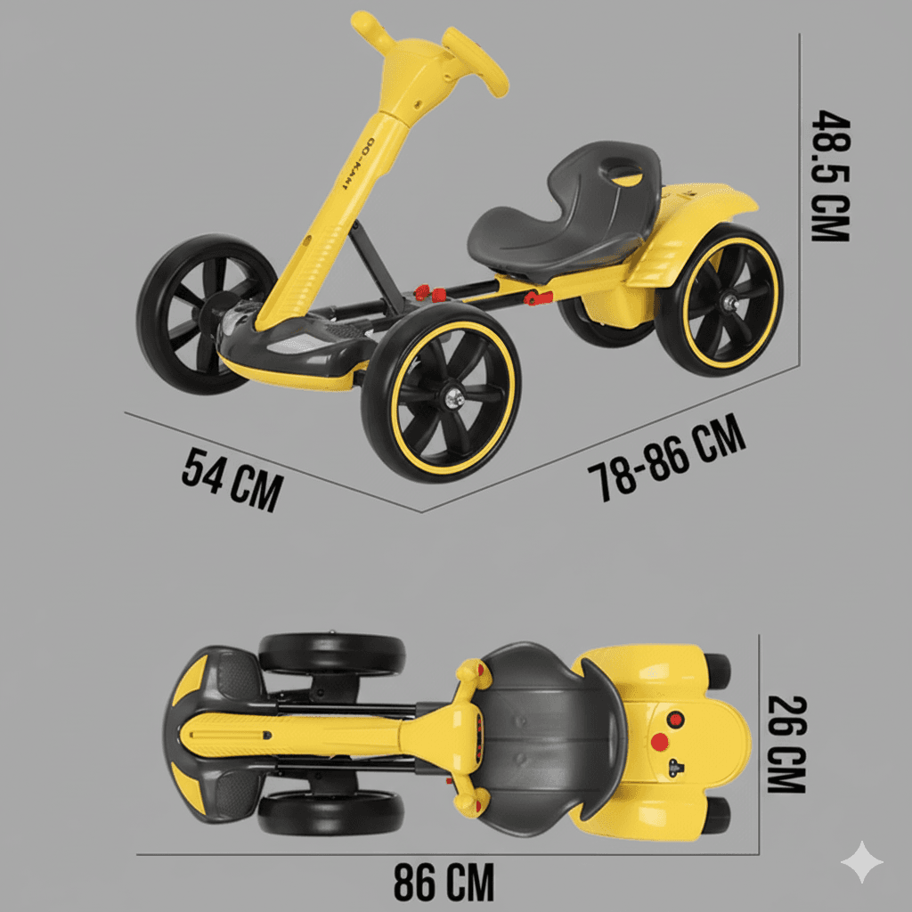 Дитячий електромобіль Go-Kart складаний/ Жовтий на акумуляторі 6V/C регульованою рамою, до 50 кг HL-B6