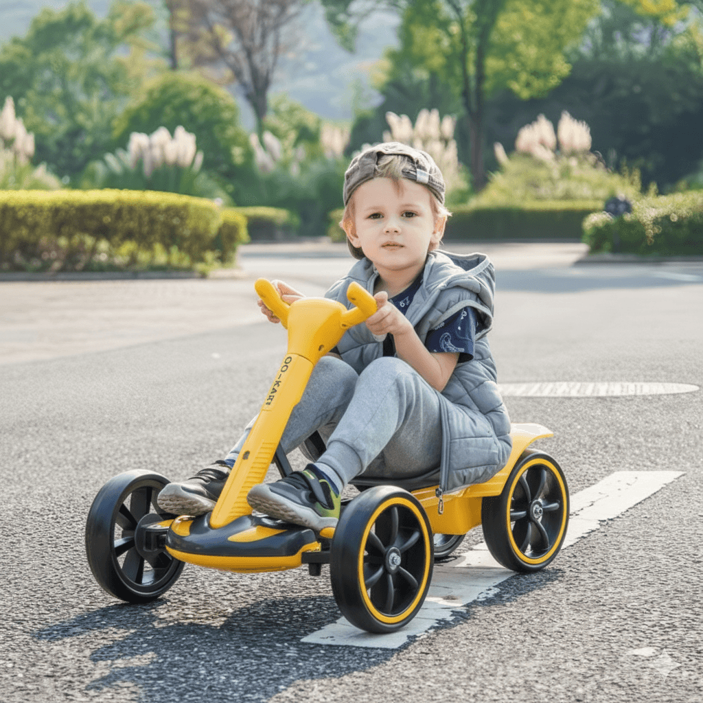 Дитячий електромобіль Go-Kart складаний/ Жовтий на акумуляторі 6V/C регульованою рамою, до 50 кг HL-B6