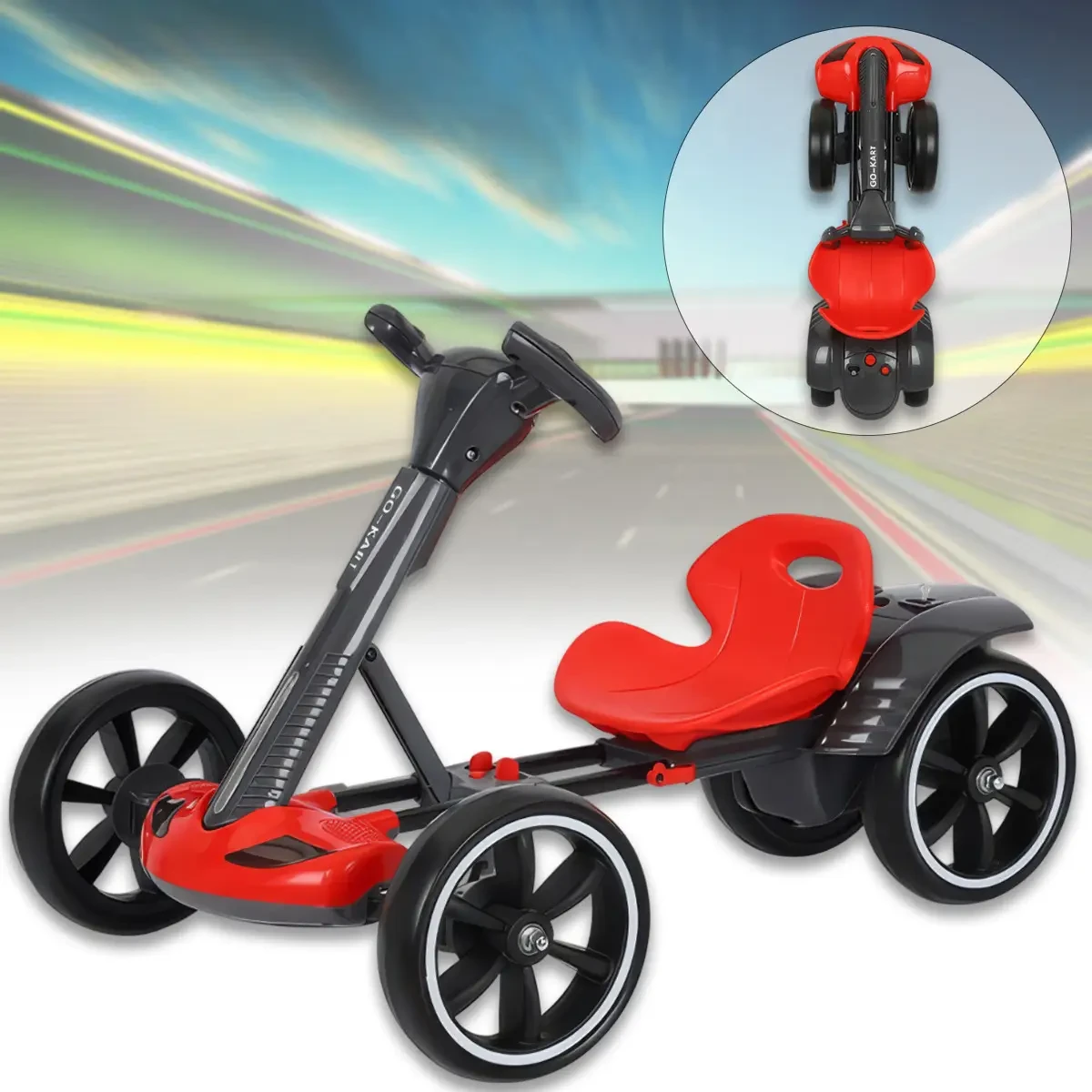 Дитячий електромобіль Go-Kart/Червоний Електрокарт з EVA колесами/Малюнок швидкість 6 км/год HL-B6