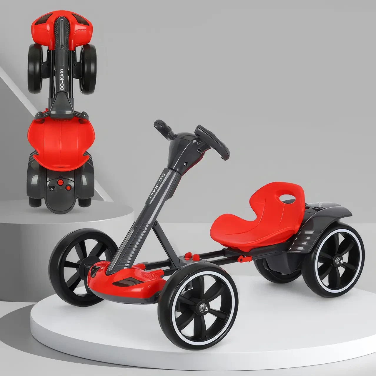 Дитячий електромобіль Go-Kart/Червоний Електрокарт з EVA колесами/Малюнок швидкість 6 км/год HL-B6