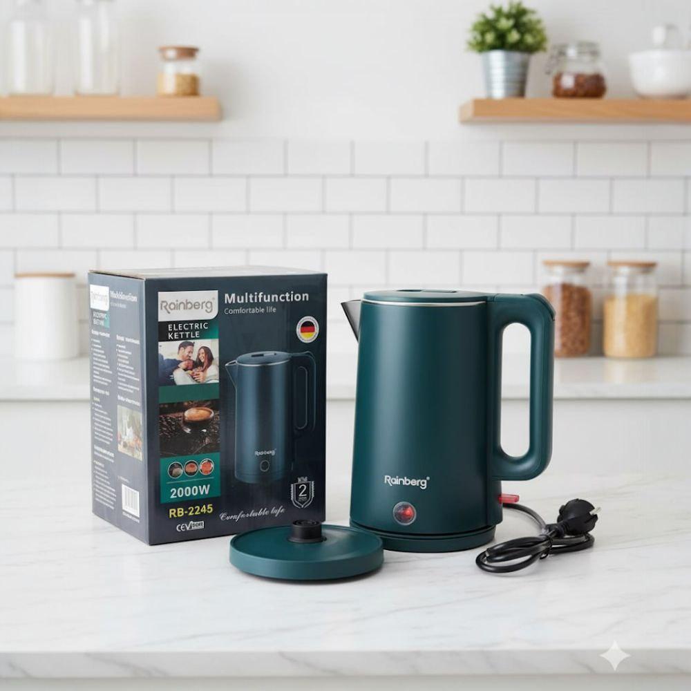 Електрочайник Rainberg RB-2245 2 л неіржавка сталь зелений 2000 Вт