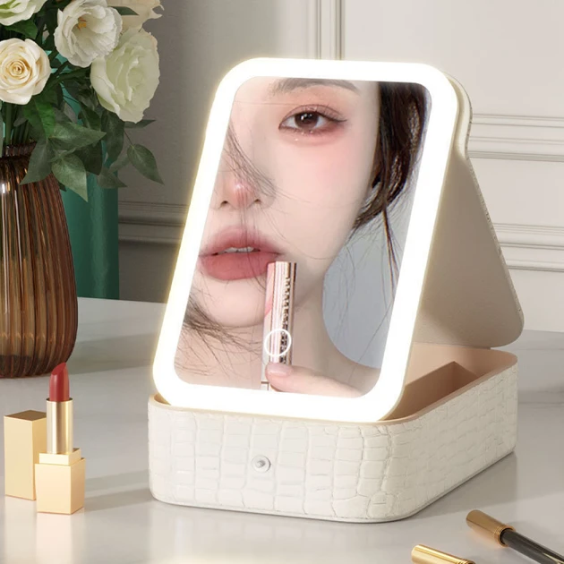 Багатофункціональний косметичний бокс з LED- дзеркалом і підсвіткою Білий