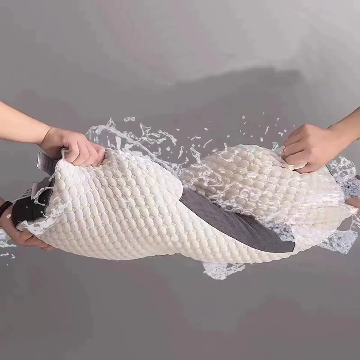 Ортопедична прямокутна подушка 48×74 см з підтримкою шиї та спини Pillow-01 Біло-сіра