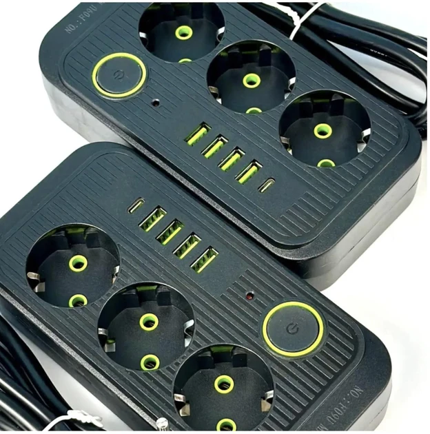 Мережевий фільтр живлення UA Power Socket F09U на 185 см 3 розетки +4 USB + Type-C Port, мережевий подовжувач