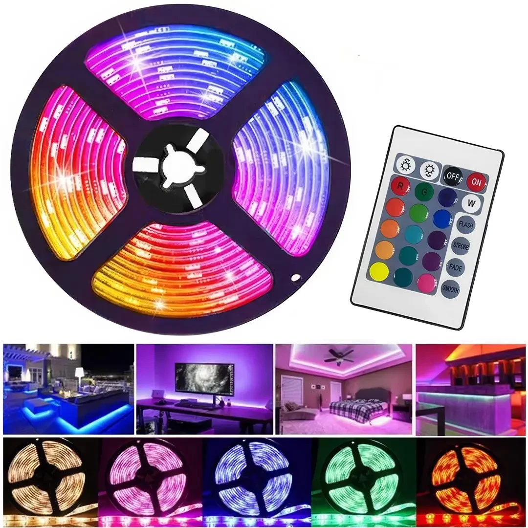Розумна світлодіодна гірлянда LED RGB 5050, 5 м, водонепроникна IP67, багатобарвна підсвітка, з USB живленням 5.5V