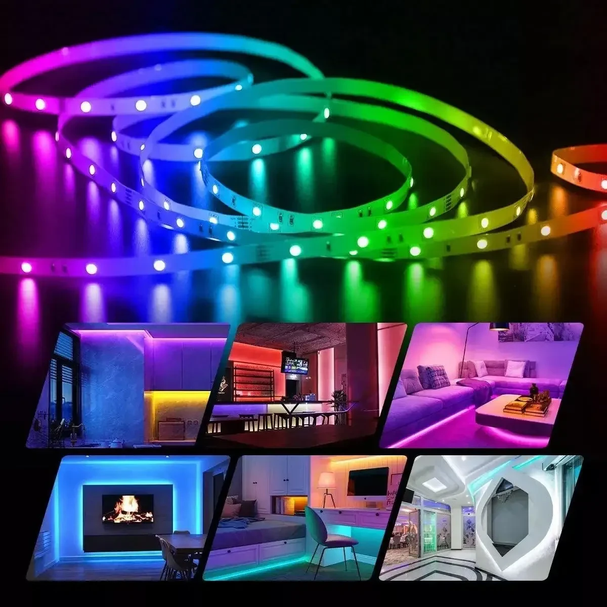 Розумна світлодіодна гірлянда LED RGB 5050, 5 м, водонепроникна IP67, багатобарвна підсвітка, з USB живленням 5.5V