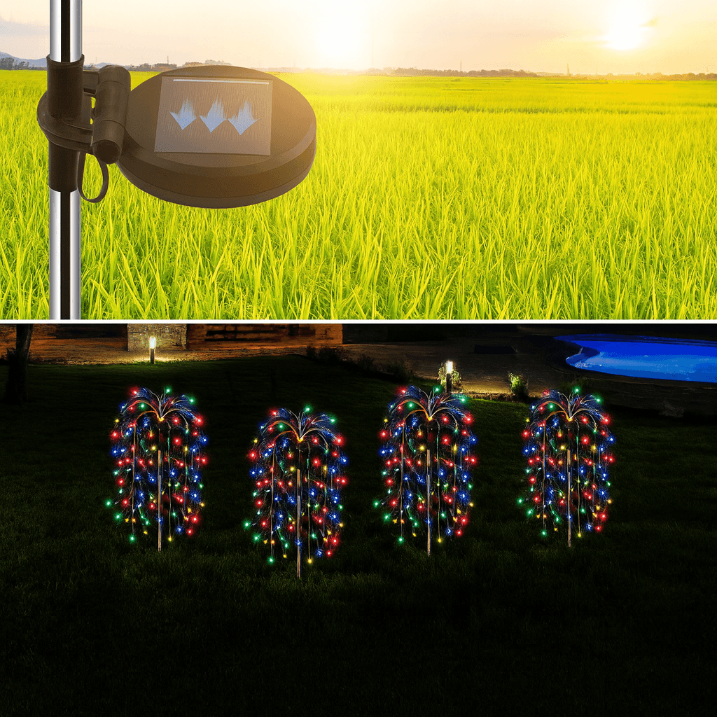 Садовий світильник “Феєрверк” на сонячній батареї, SFK-46 200 LED, Вуличний ґрунтовий ліхтар “Салют” 2 шт.