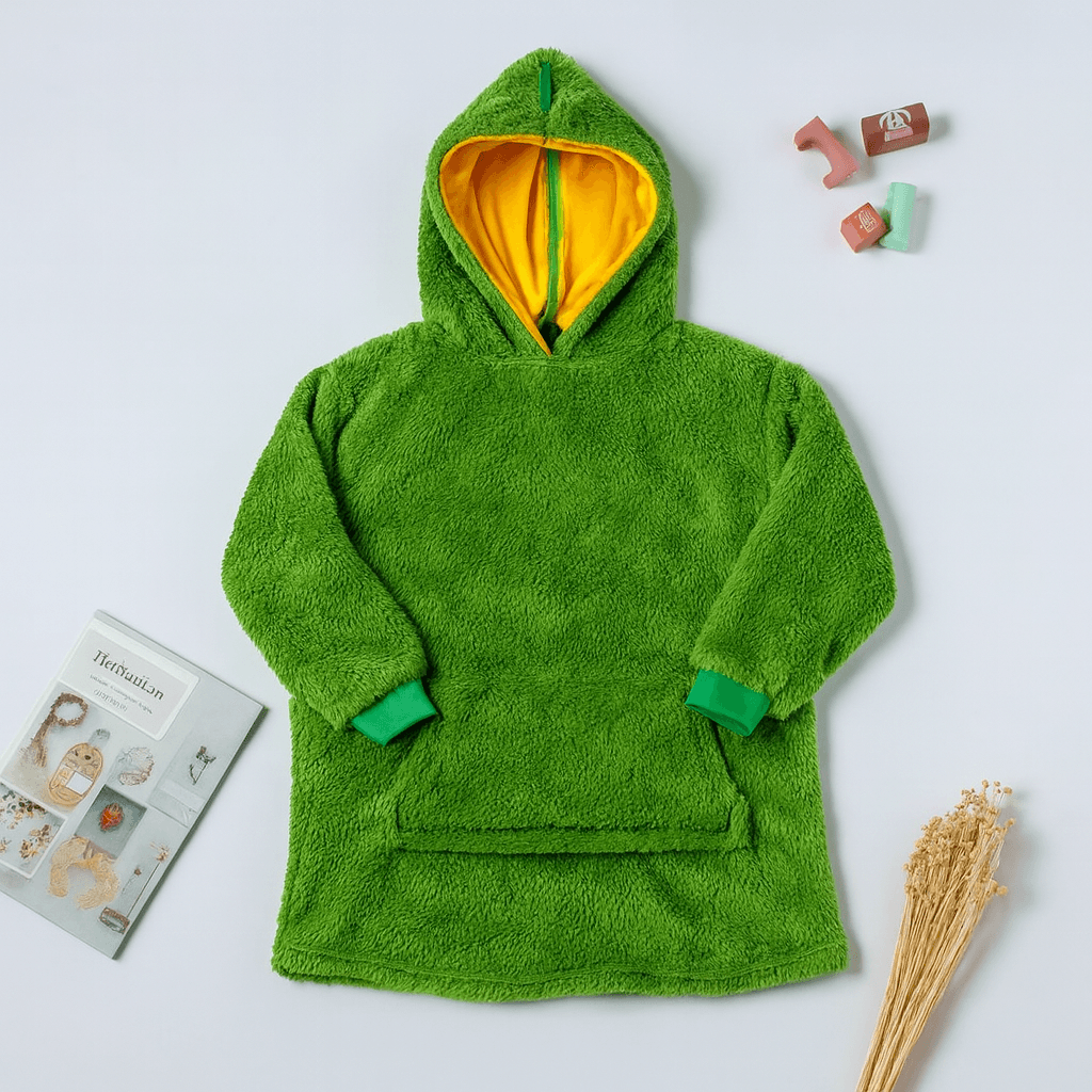 Дитячий плед-толстовка Huggle Hoodie «Лісова пригода» (зелений) — затишний плед-худі 3 в 1 для ігор і відпочинку