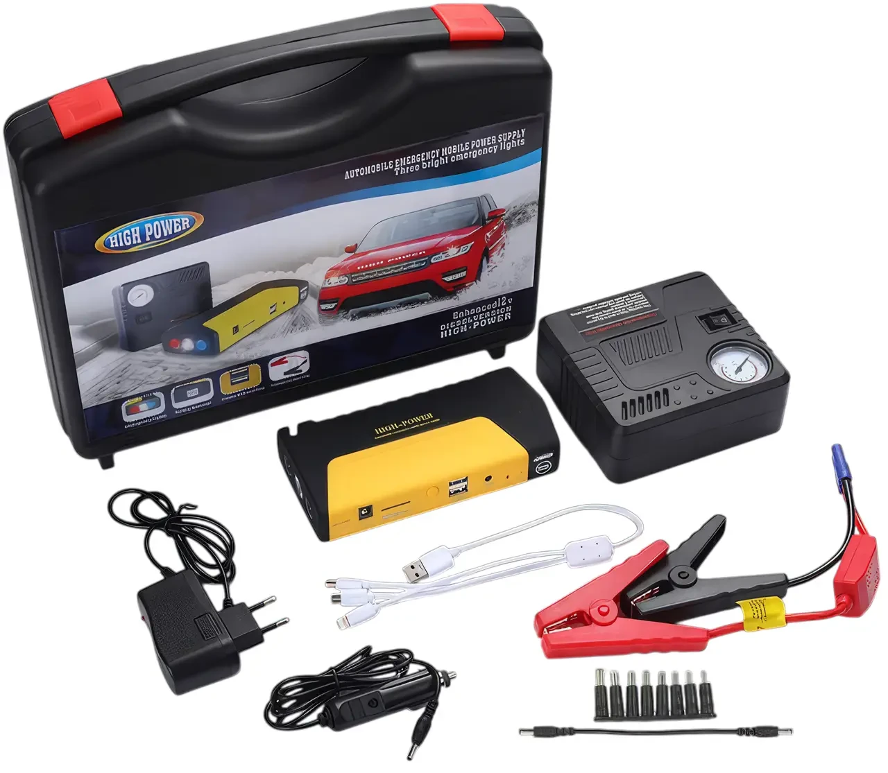 Автомобільний пускозарядний пристрій із компресором JUMPSTARTER TM15 PUMP 50800 мА·год