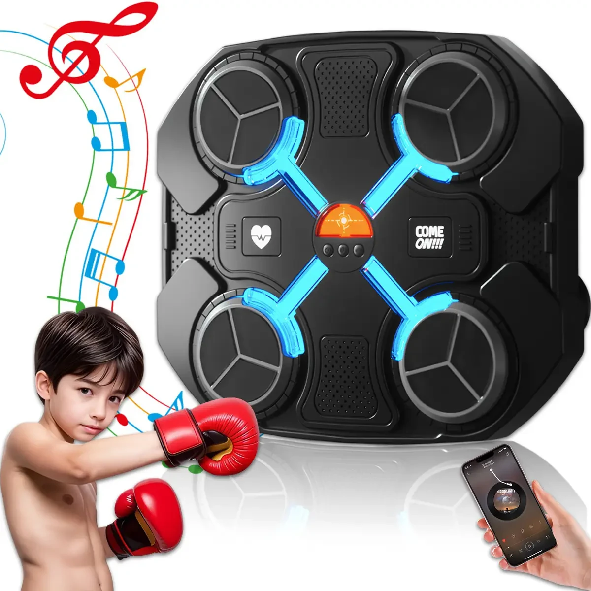 Тренувальний боксерський тренажер із музикою і підсвіткою 32х27.5 см Настінна мішеня для боксу